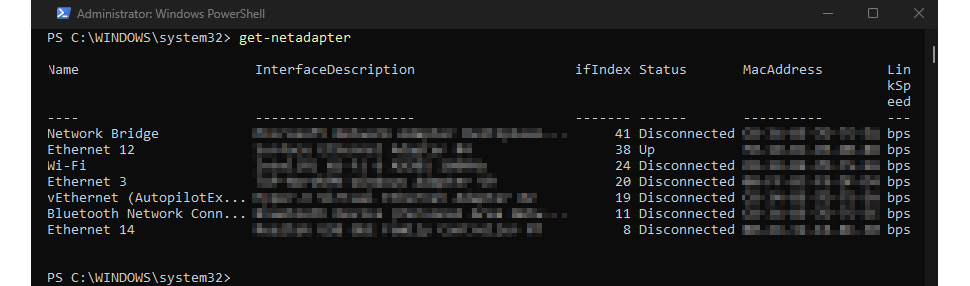 Figure 1.14 – Running a PowerShell command to determine a network adapter connected to the internet