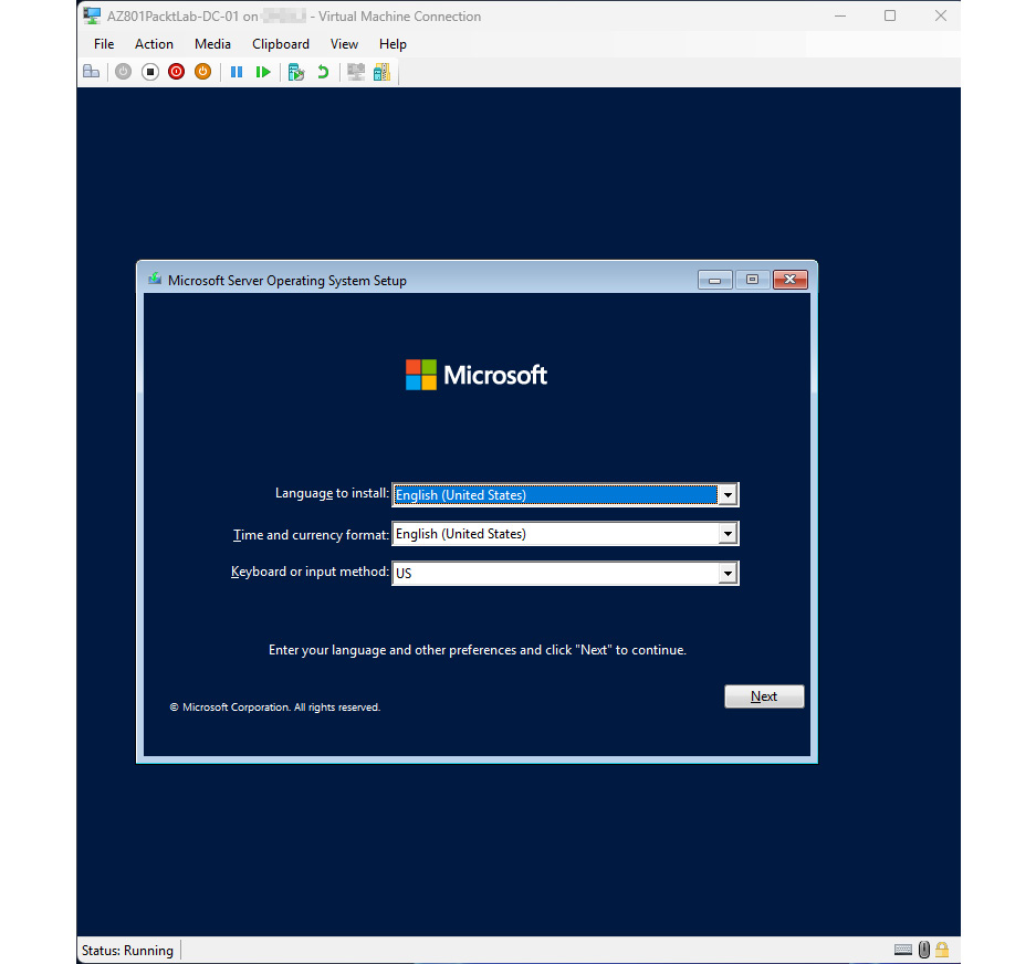 Figure 1.18 – Starting the Microsoft Server 2022 operating system setup