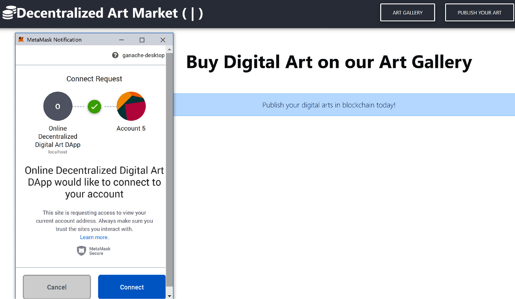 Figure 10.31 – Connecting to Meta﻿Mask account