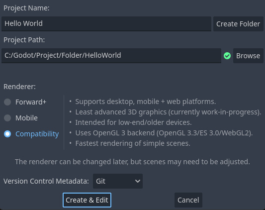 Figure 1.5 – Setting up the new project