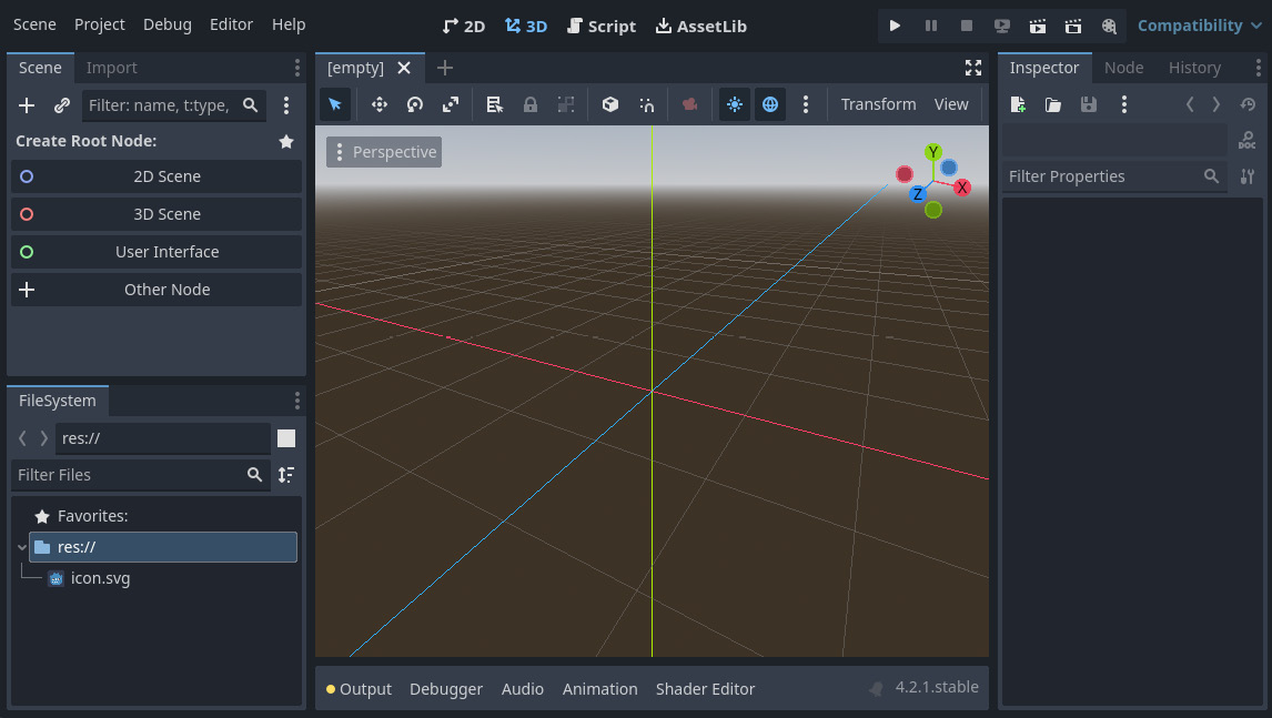 Figure 1.6 – The Godot Engine 4.0 editor