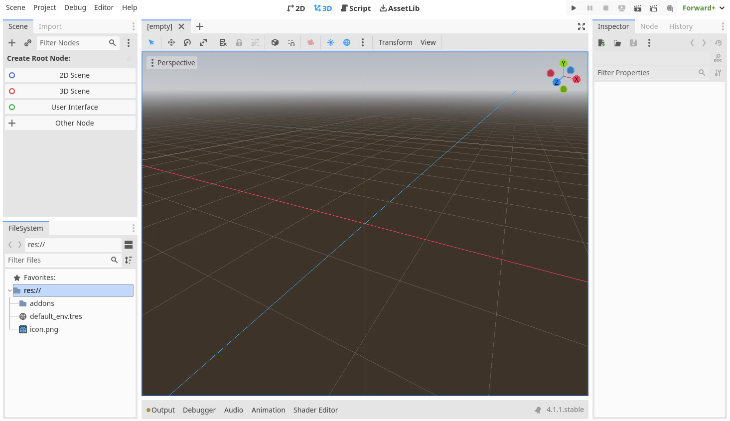 Figure 1.9 – The Godot Engine editor with the Light theme applied