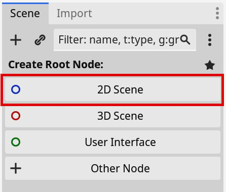 Figure 1.10 – Selecting 2D Scene in the left panel