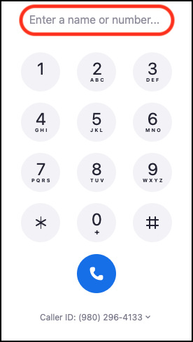 Figure 4.2 – Enter name/number on Zoom Phone