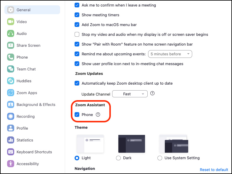 Figure 4.29 – The Zoom Assistant toggle