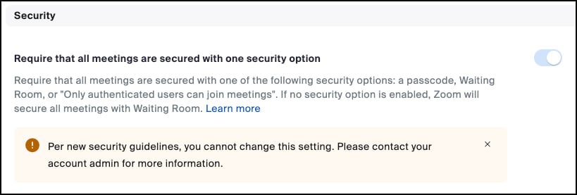 Figure 8.2: Security options