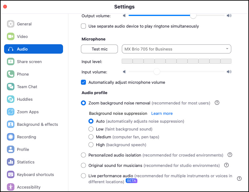 Figure 9.43: Audio settings