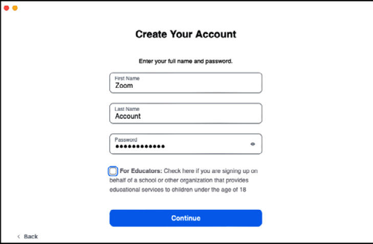 Figure 1.9: Creating an account