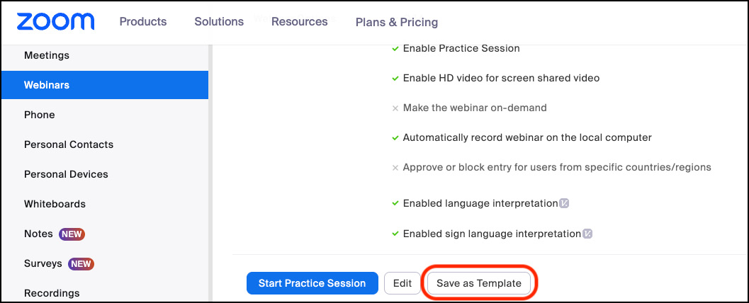 Figure 6.6: Save as Template