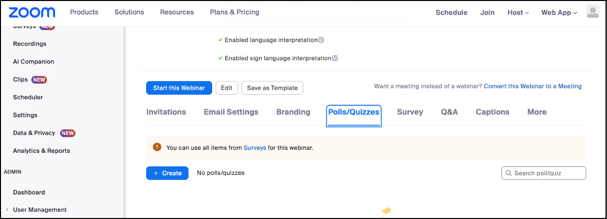 Figure 6.20: Polls/Quizzes