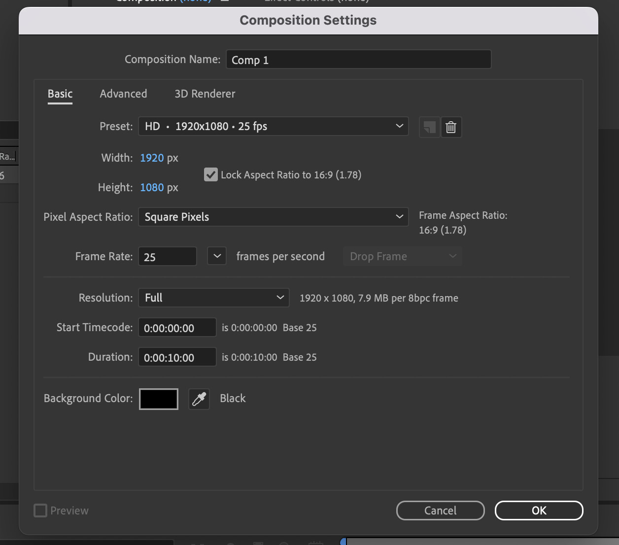 Figure 1.12: The Composition Settings window