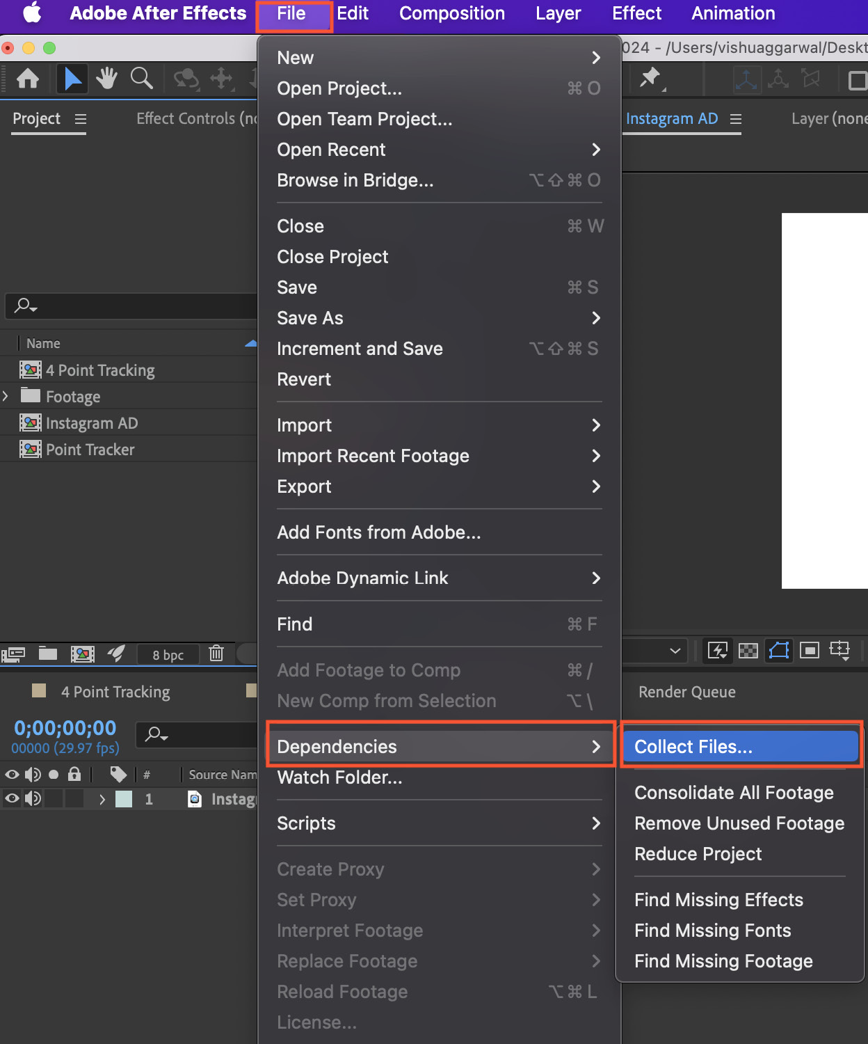 Figure 12.15: Collect Files… under the File menu