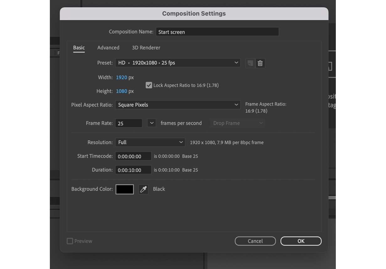 Figure 4.1: Start screen Composition Settings