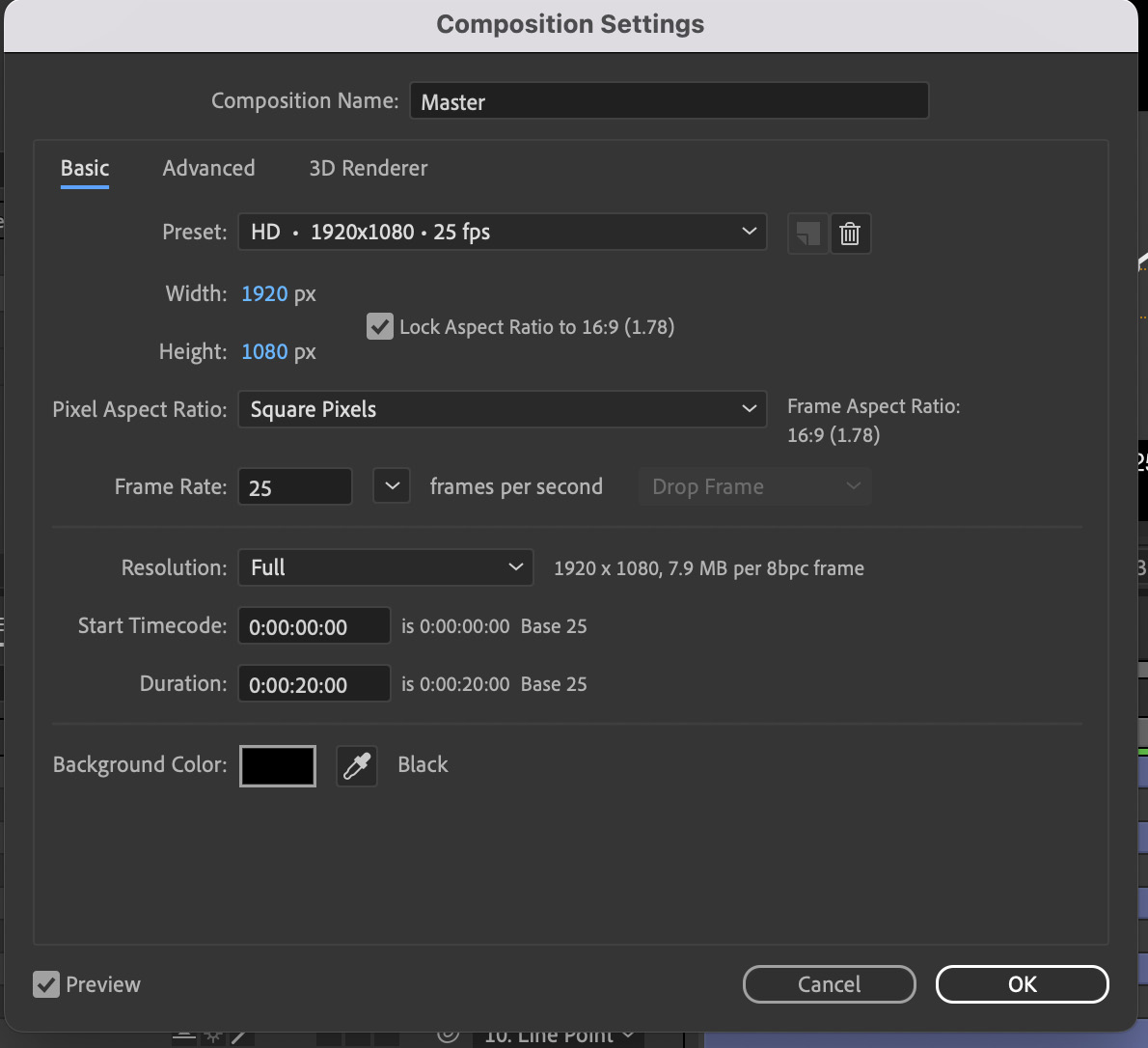 Figure 4.59: Master composition settings