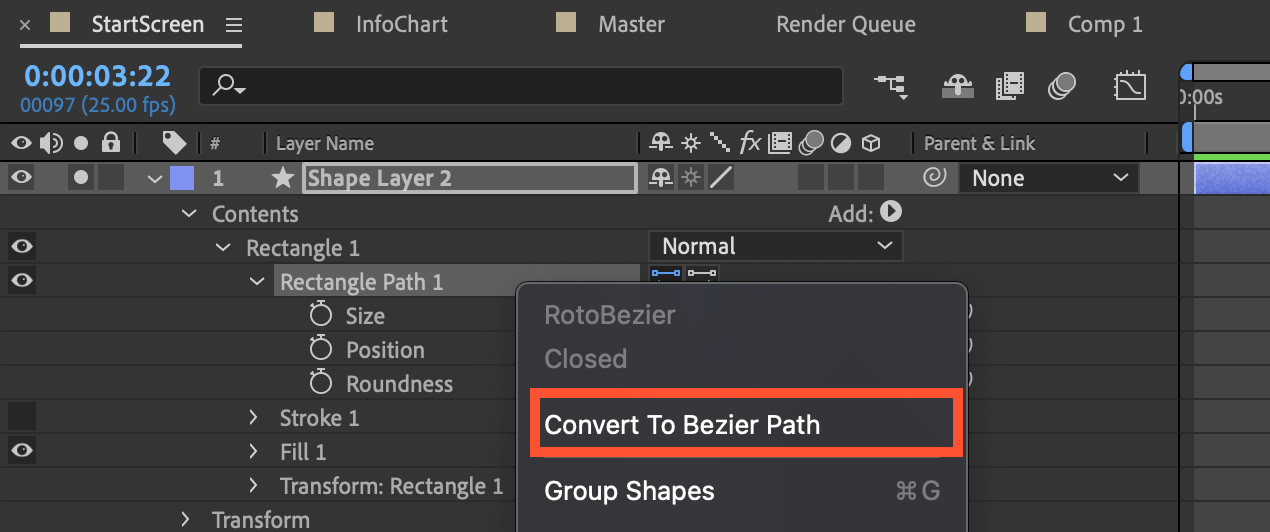 Figure 4.7: Shape Layer 2 converted to a Bezier path