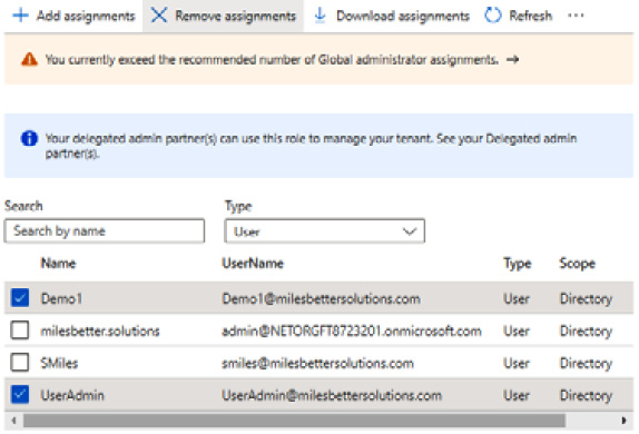 Figure 1.9 – The Remove assignments screen