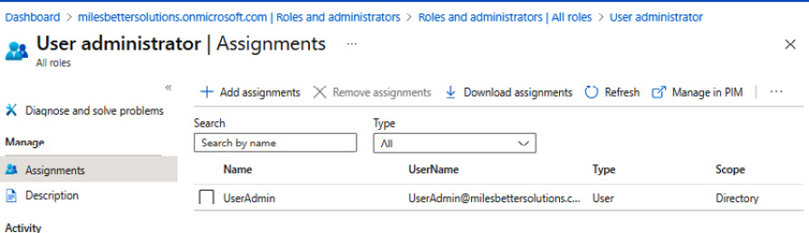 Figure 1.13 – User administrator | Assignments