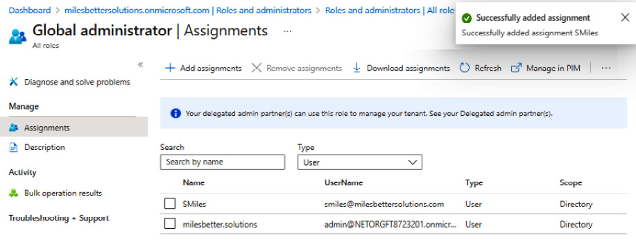 Figure 1.16 – Global administrator | Assignments