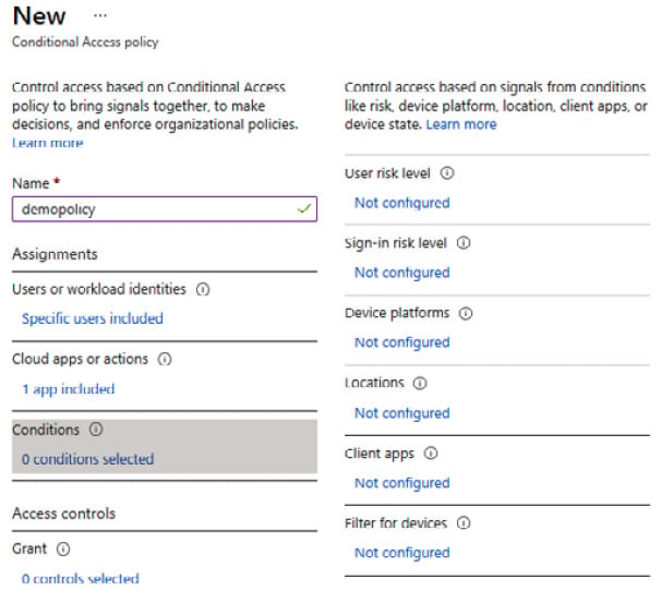 Figure 1.34 – Conditions settings