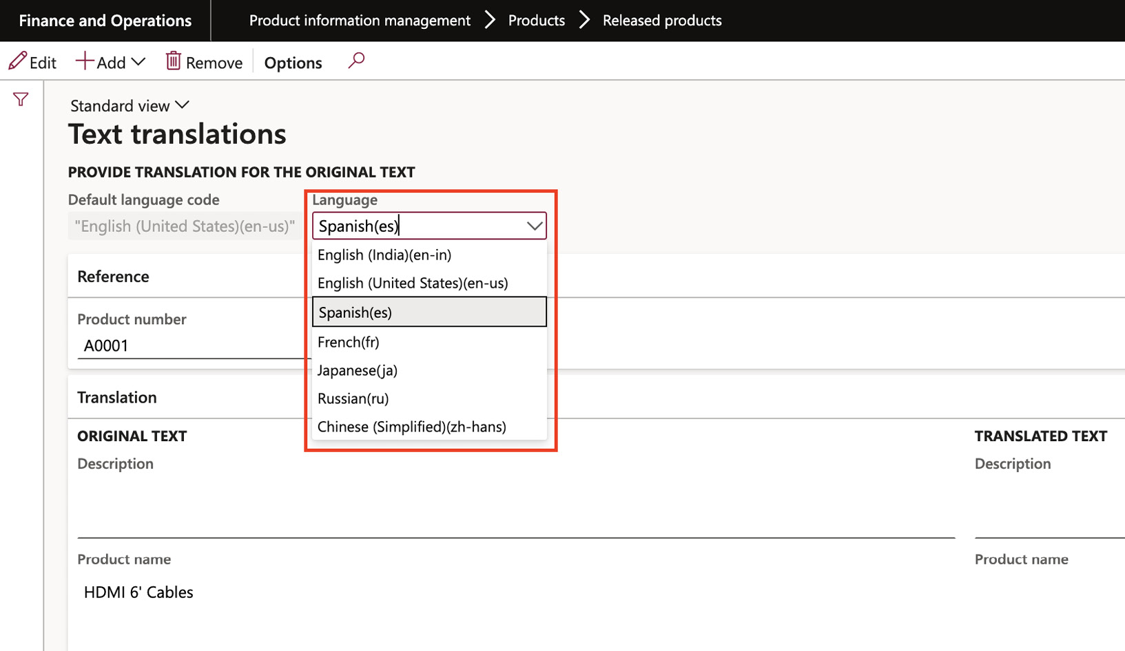 Figure 2.5 – Product translations