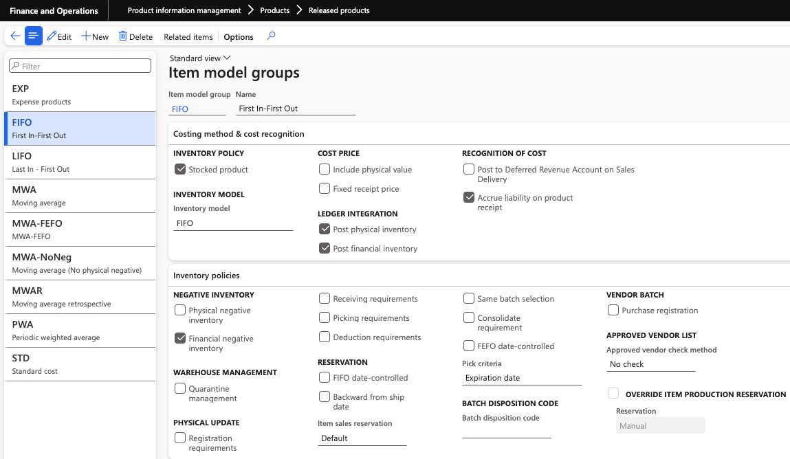 Figure 2.7 – Item model groups setup