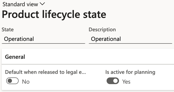 Figure 2.18 – The Product lifecycle state form