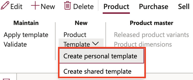 Figure 2.20 – New product template