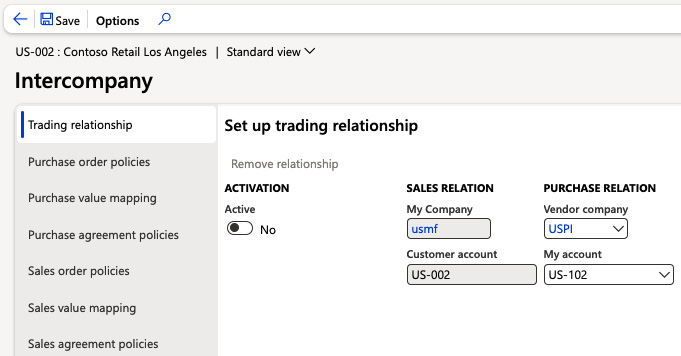 Figure 6.44 – Intercompany setup