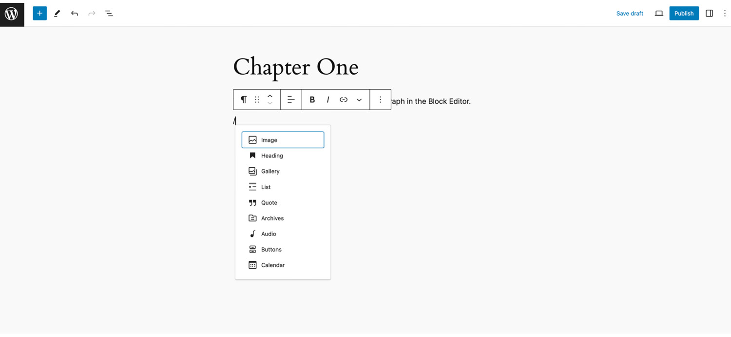 Figure 1.5 – Using / to add blocks