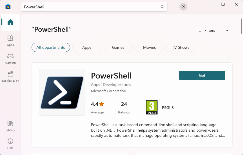 Figure 2.1 – Installing PowerShell 7 via the Microsoft Store