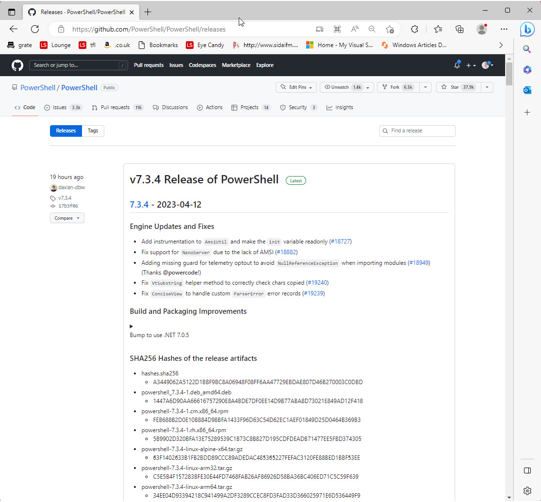 Figure 2.3 – PowerShell release page on GitHub