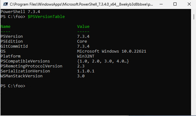 Figure 2.15 – PowerShell console