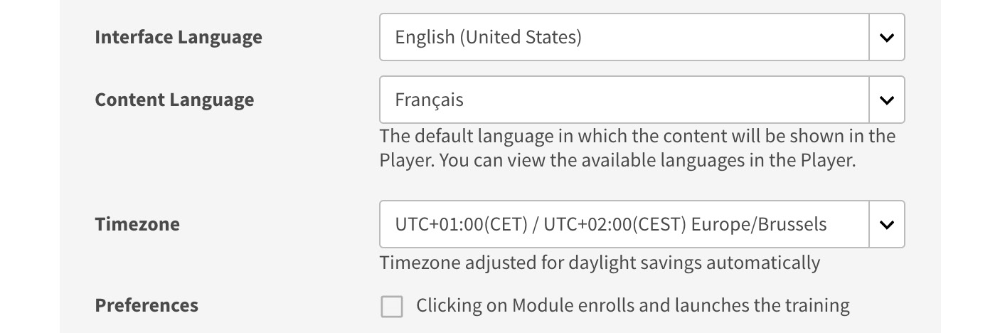 Figure 1.3 – Interface Language and Content Language in the Profile Settings dialog