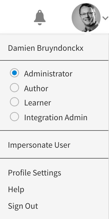 Figure 1.6 – The four default roles that are available in Learning Manager