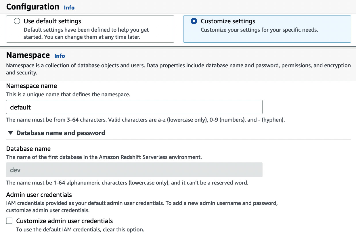 Figure 1.6 – Namespace configuration