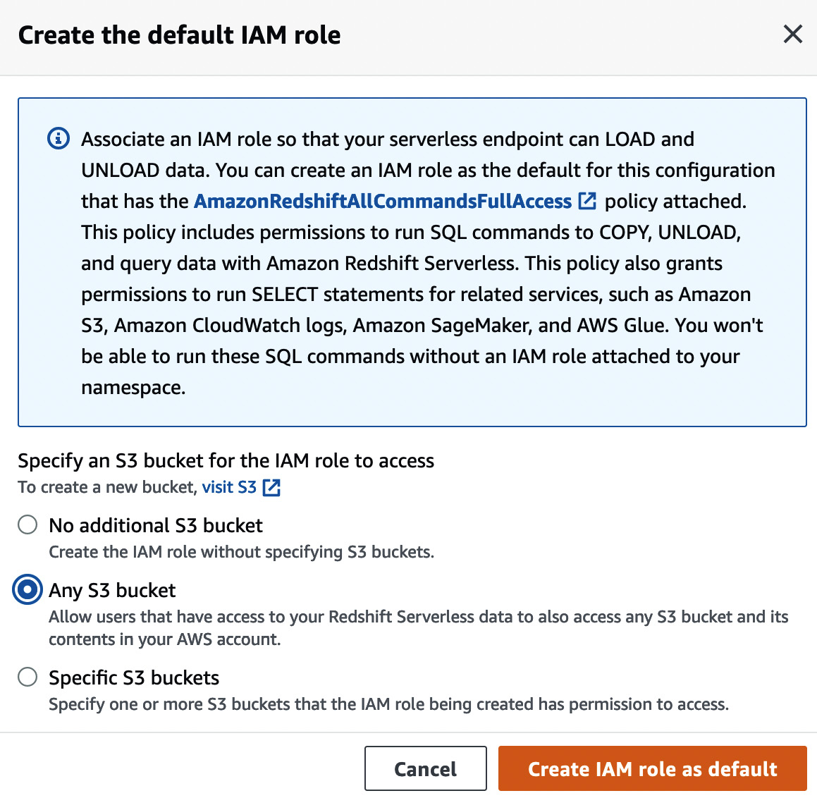 Figure 1.9 – Granting S3 permissions to the IAM role