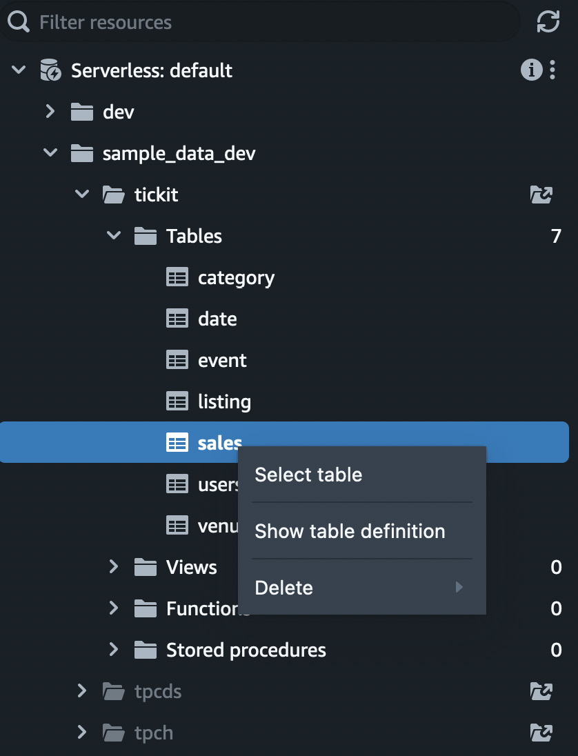 Figure 1.23 – Right-click﻿ing on a table to view more options