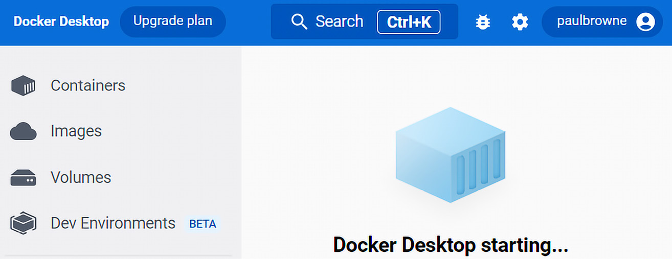 Figure 10.2 – Docker Desktop ﻿starting