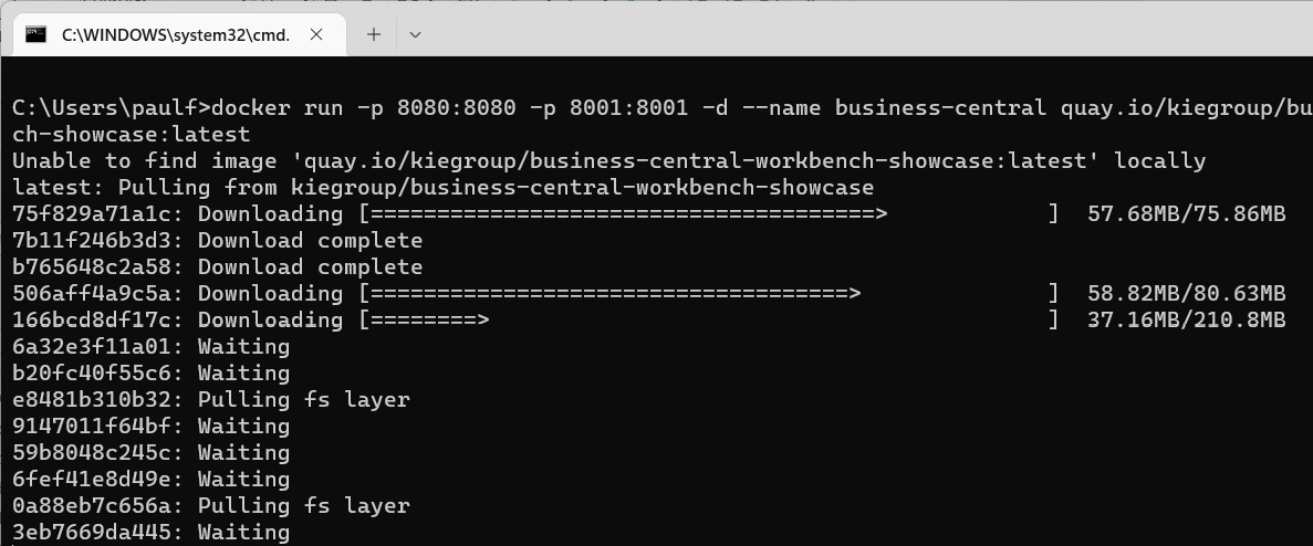 Figure 10.6 – Docker downloading the layers in the Business Central image