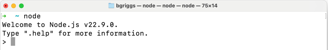 Figure 1.7 – Node.js REPL