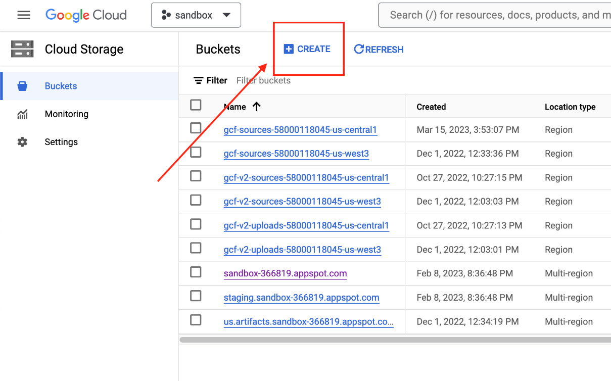 Figure 11.34 – Creating a cloud storage bucket