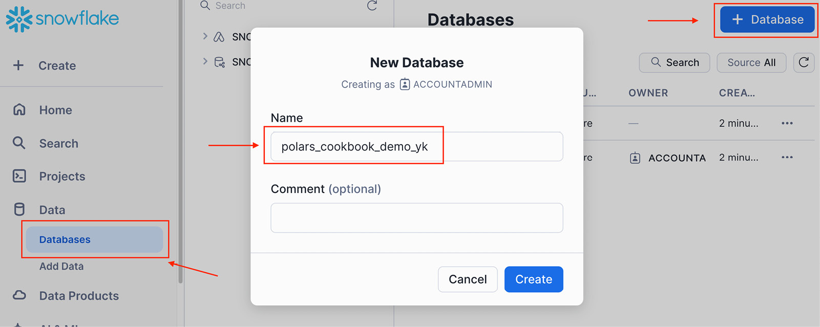 Figure 11.51 – Entering a database name