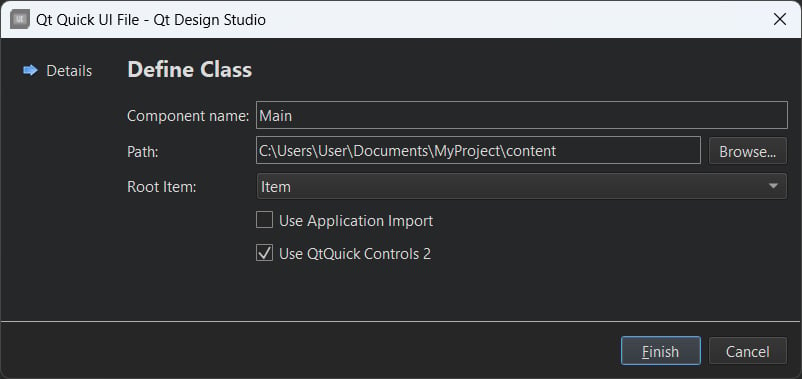 Figure 1.22 – Giving your Qt Quick component a meaningful name