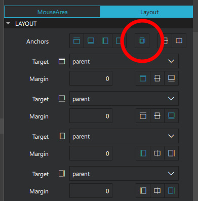 Figure 1.25 – Selecting the fill anchor button to make the item follow the size of its parent object