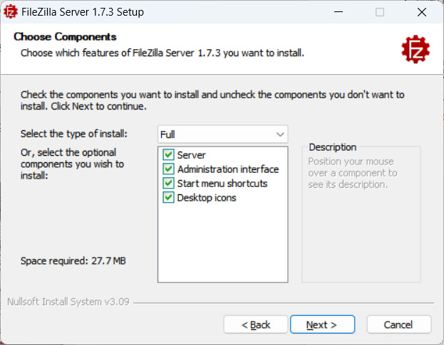 Figure 7.9 – Default installation options will do