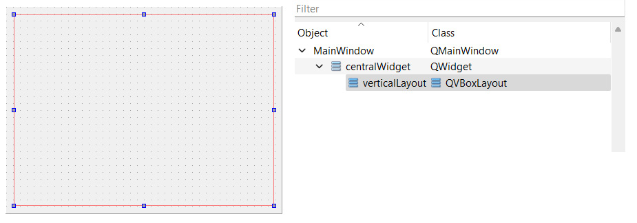 Figure 13.14 – Adding a vertical layout to the central widget