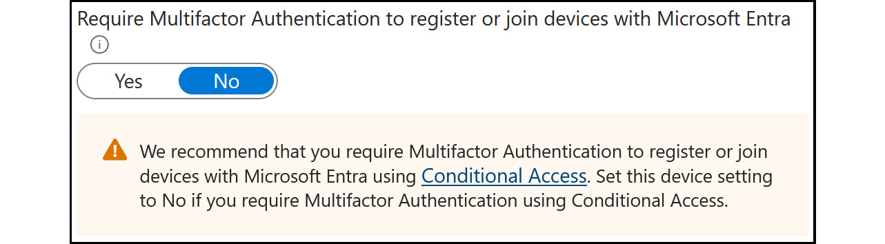 Figure 2.6: Device settings – requiring MFA