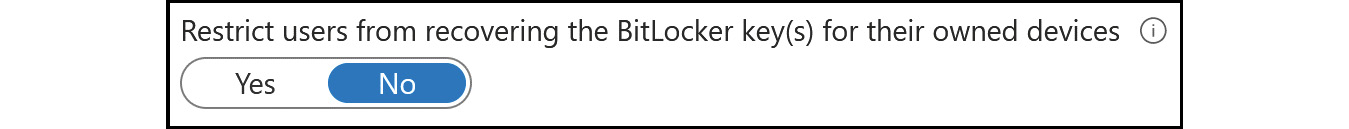 Figure 2.9: Device settings – BitLocker key(s)