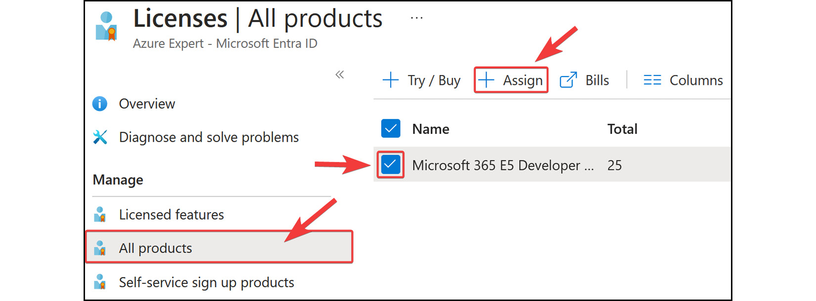 Figure 2.20: Microsoft Entra ID licensing – assigning a license