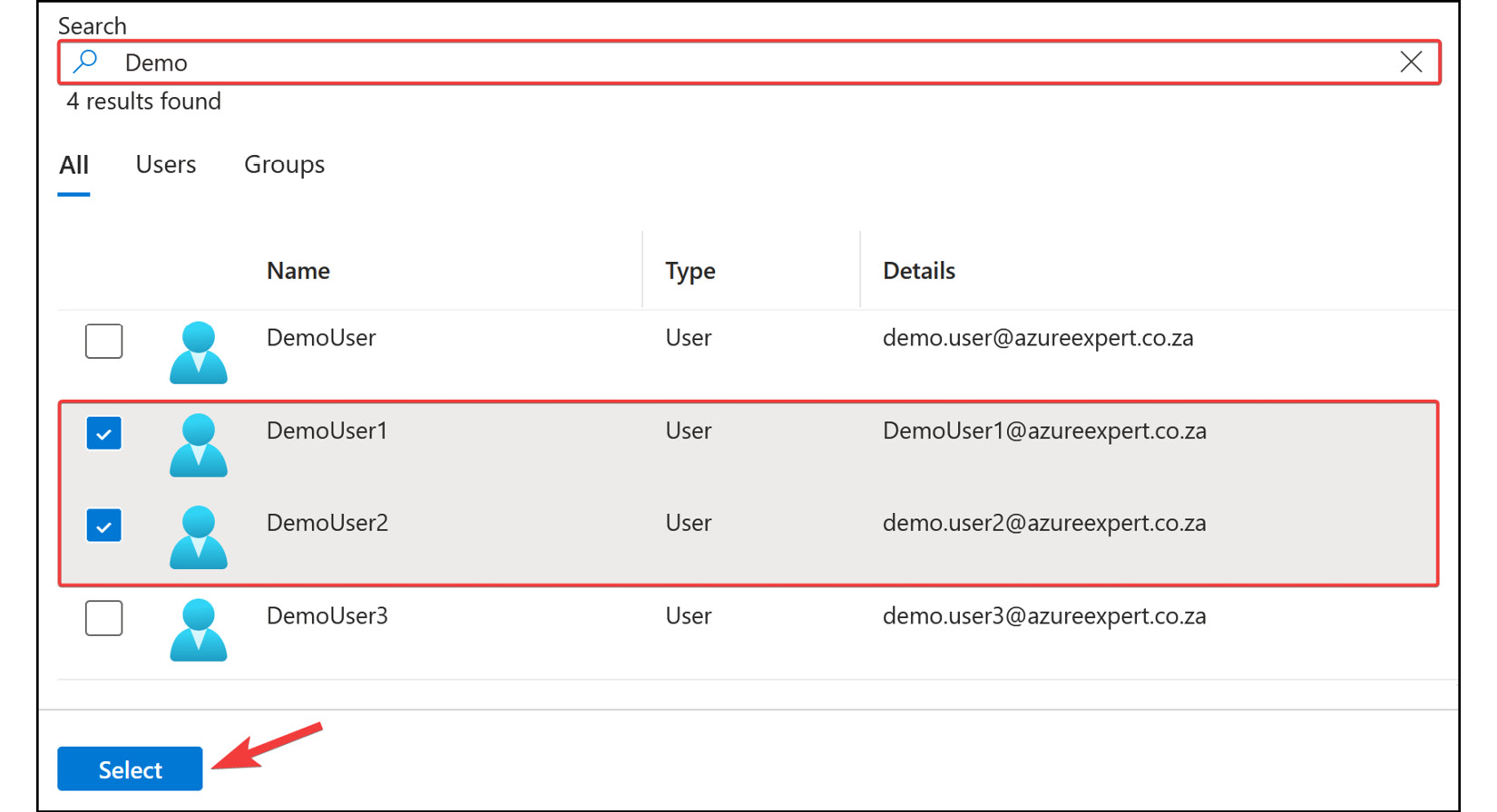 Figure 2.22: Microsoft Entra ID licensing – selecting users